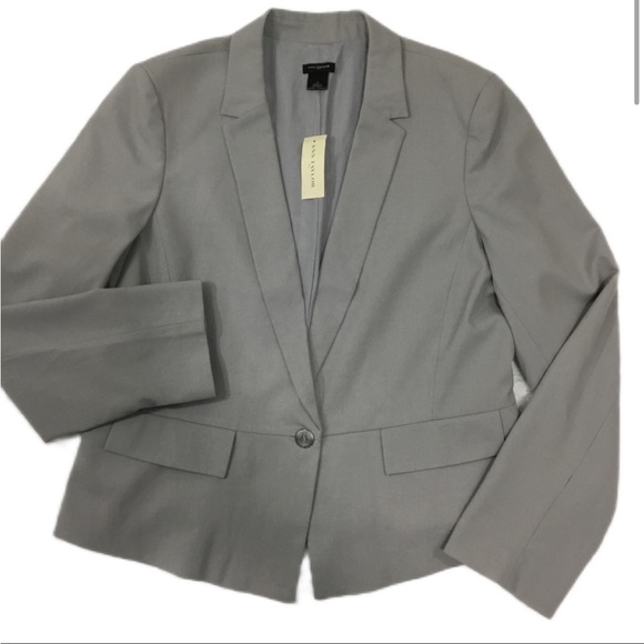 Ann Taylor Jackets & Blazers - Ann Taylor The Petite One Button Size 0P Peplum Cropped Light Gray Blazer Jacket
